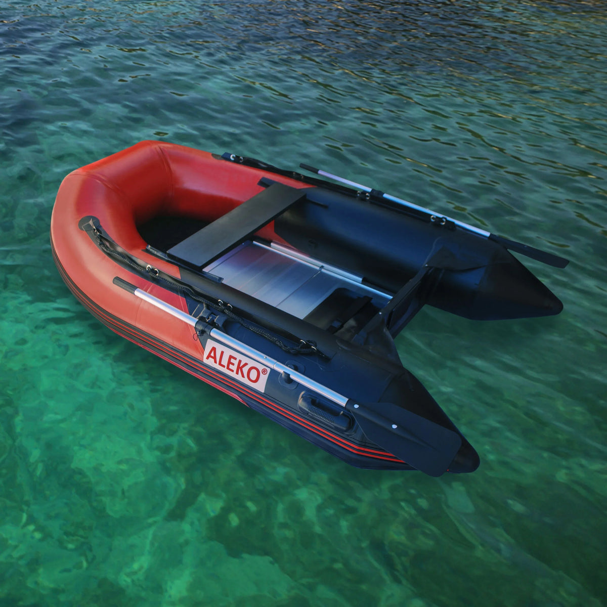 and 3 Inflatable Red Boat Floor 8.4 Black Person - ALEKO BT250RBK Aluminum with feet
