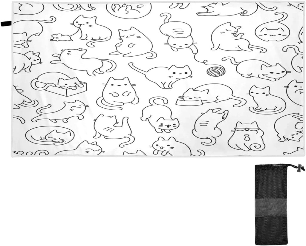 Bestwell Towel Holiday（191） Absorbent - Swimming Cartoon Oversized Lightweight Funny Beach Travel Dry Super - Towel Cat for Quick Camping Towels Compact