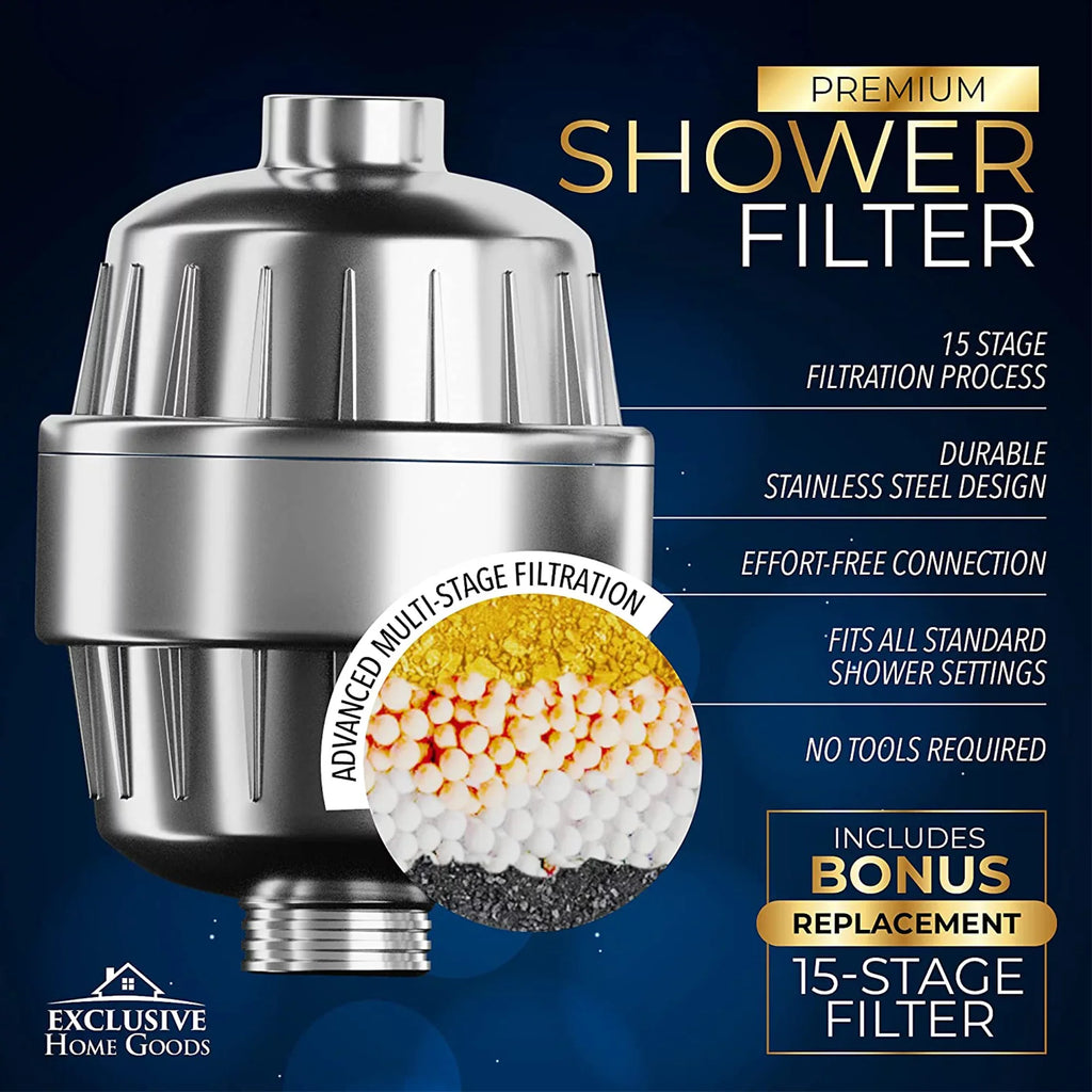 Home & Goods Showerhead Shower Exclusive System for Hard Liquid Rainfall Filter Head