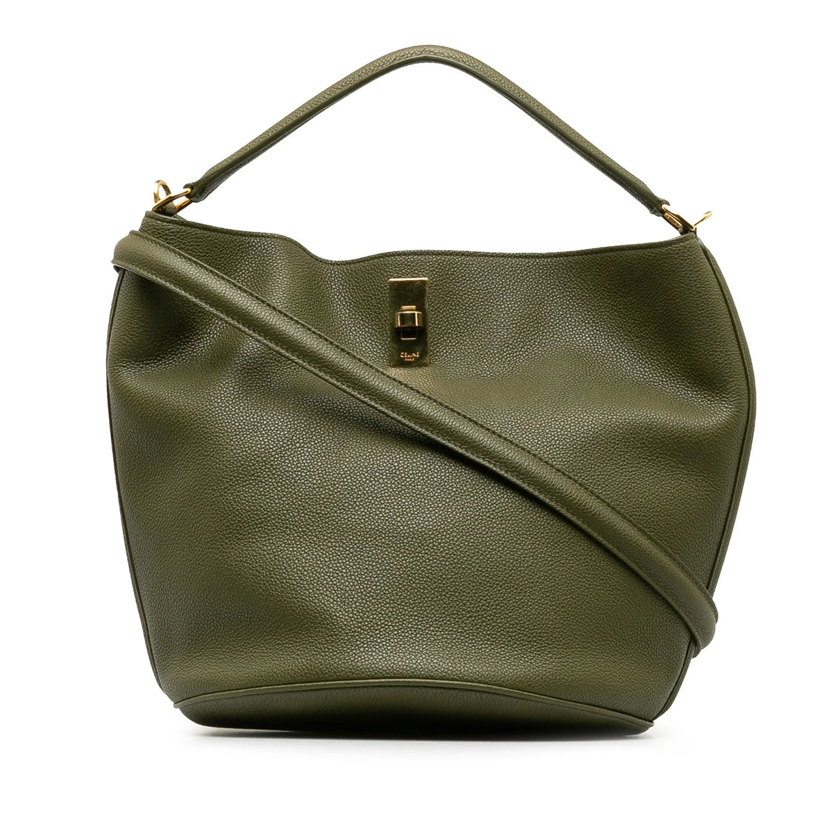 Green Unisex Teen Pre-Owned Authenticated Leather Calf Bucket Celine Bag Bucket (Good) 16 DrawstringBag