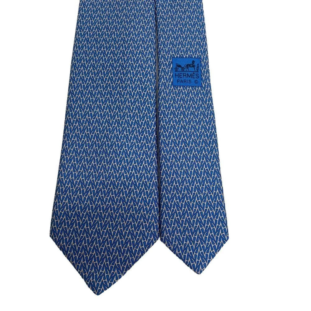 necktie, H-roll New) blue, (Like Pre-Owned HERMES Z0006122 men's