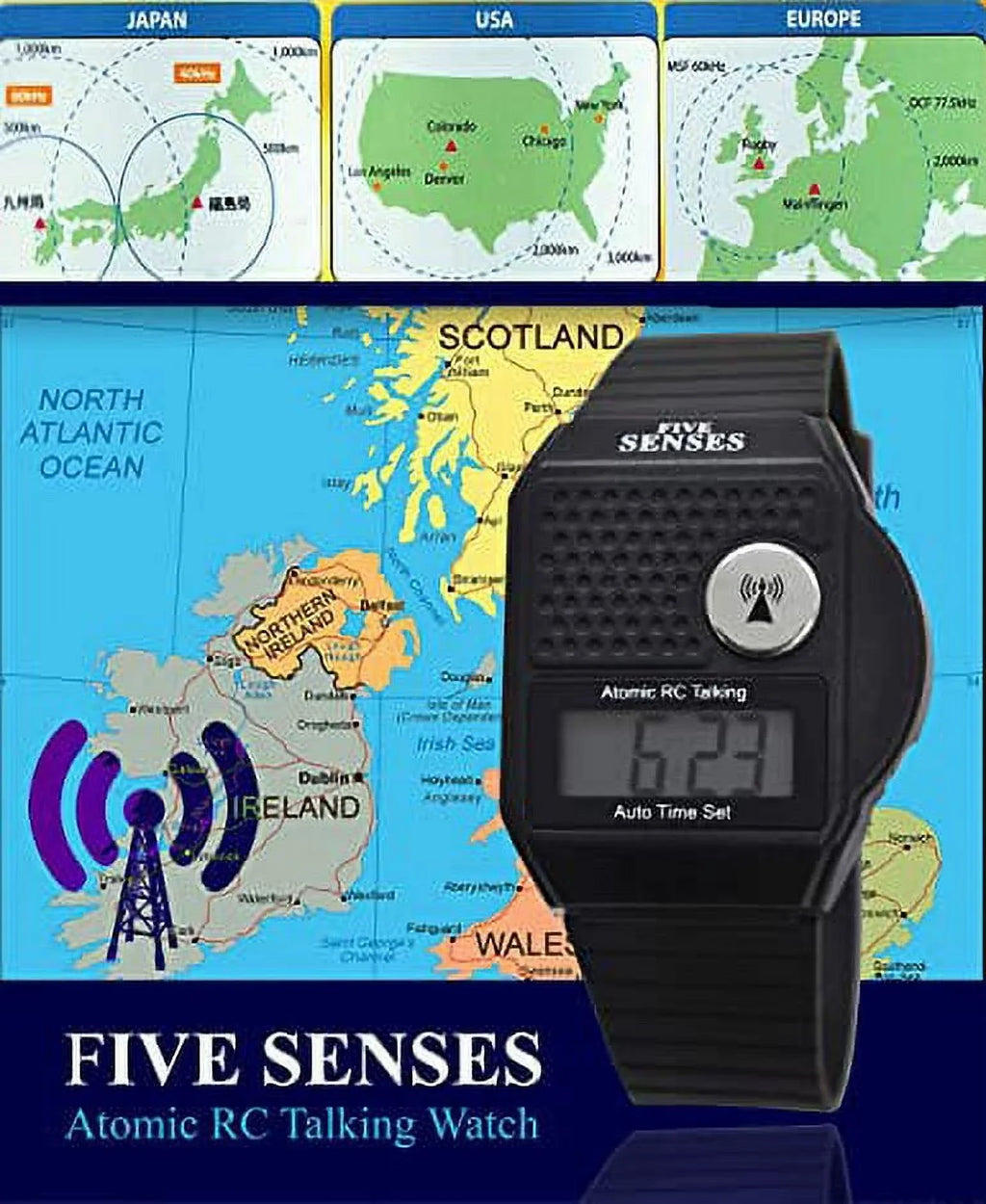 Five Sound to use - 1026 Impaired Loud Seniors Visually Blind Talking Watch Men Senses Model English for Plastic Talking Atomic Easy Women Band Clock - for