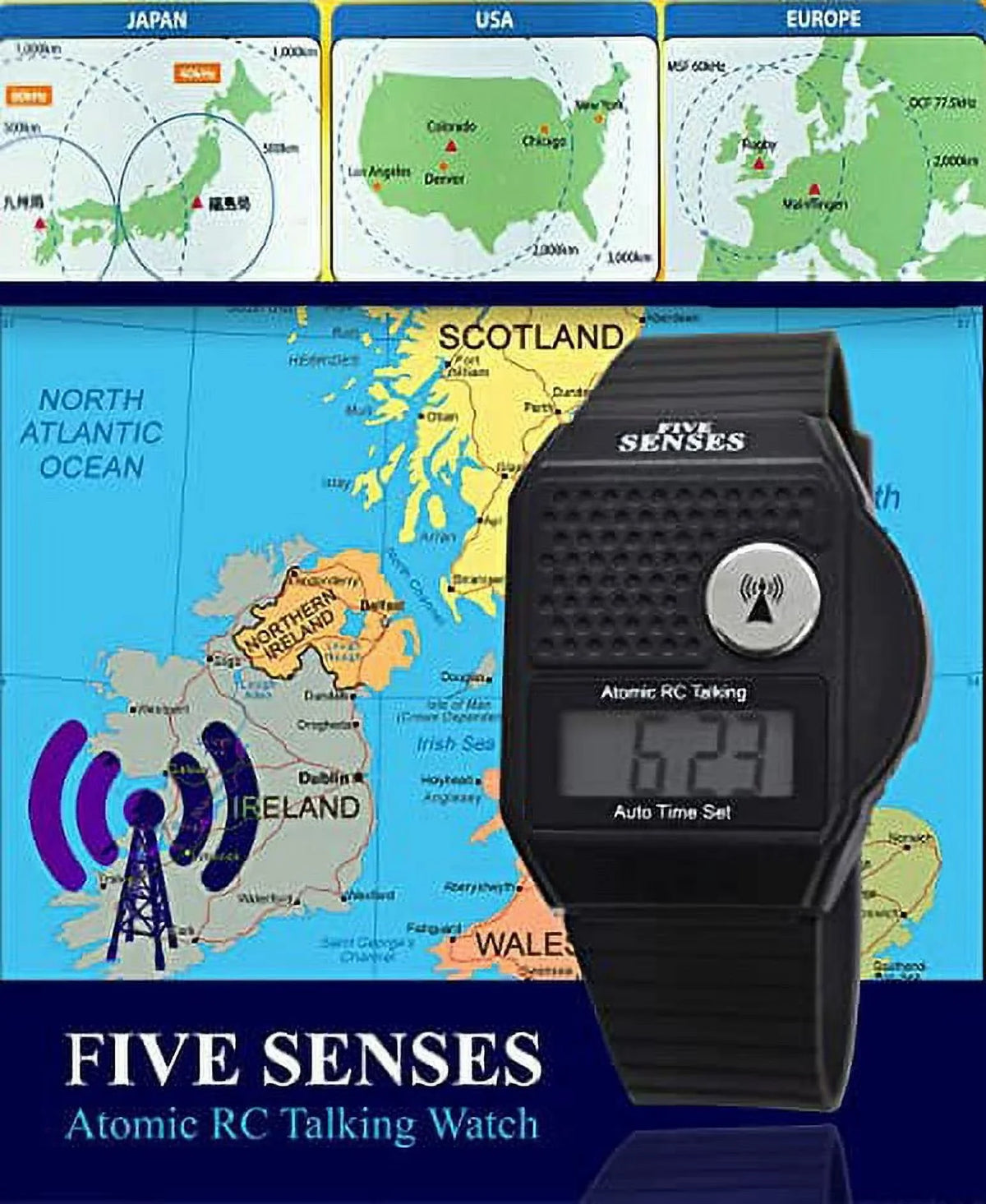 Five Sound to use - 1026 Impaired Loud Seniors Visually Blind Talking Watch Men Senses Model English for Plastic Talking Atomic Easy Women Band Clock - for
