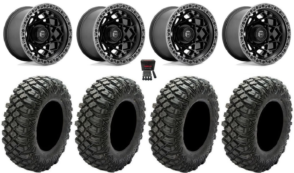 Kawasaki Black 15" Crawler Mule Tires Wheels Teryx XG Fuel Unit 32"