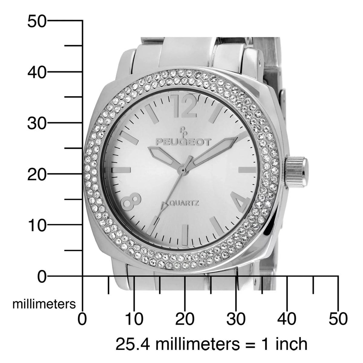 Bracelet Silver Bezel Peugeot Link Watch Swarovski Boyfriend with 7075S All Women's Oversized Crystal