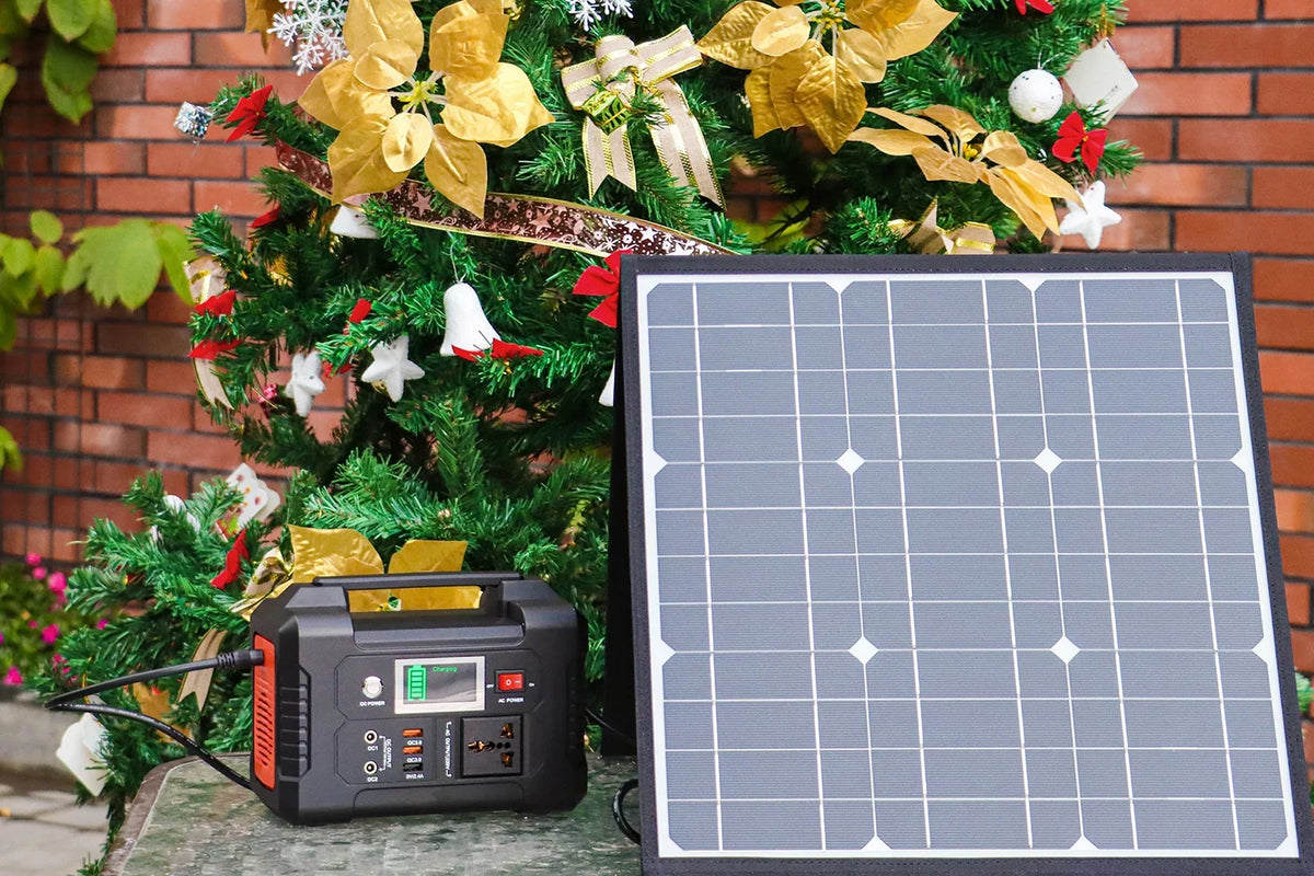 Flashfish Portable Station, DC Charger Portable with Solar 5V Foldable Output Solar FlashFish Solar Panel, 18V with USB 40800mAh 18V 50W 200W Power Generator