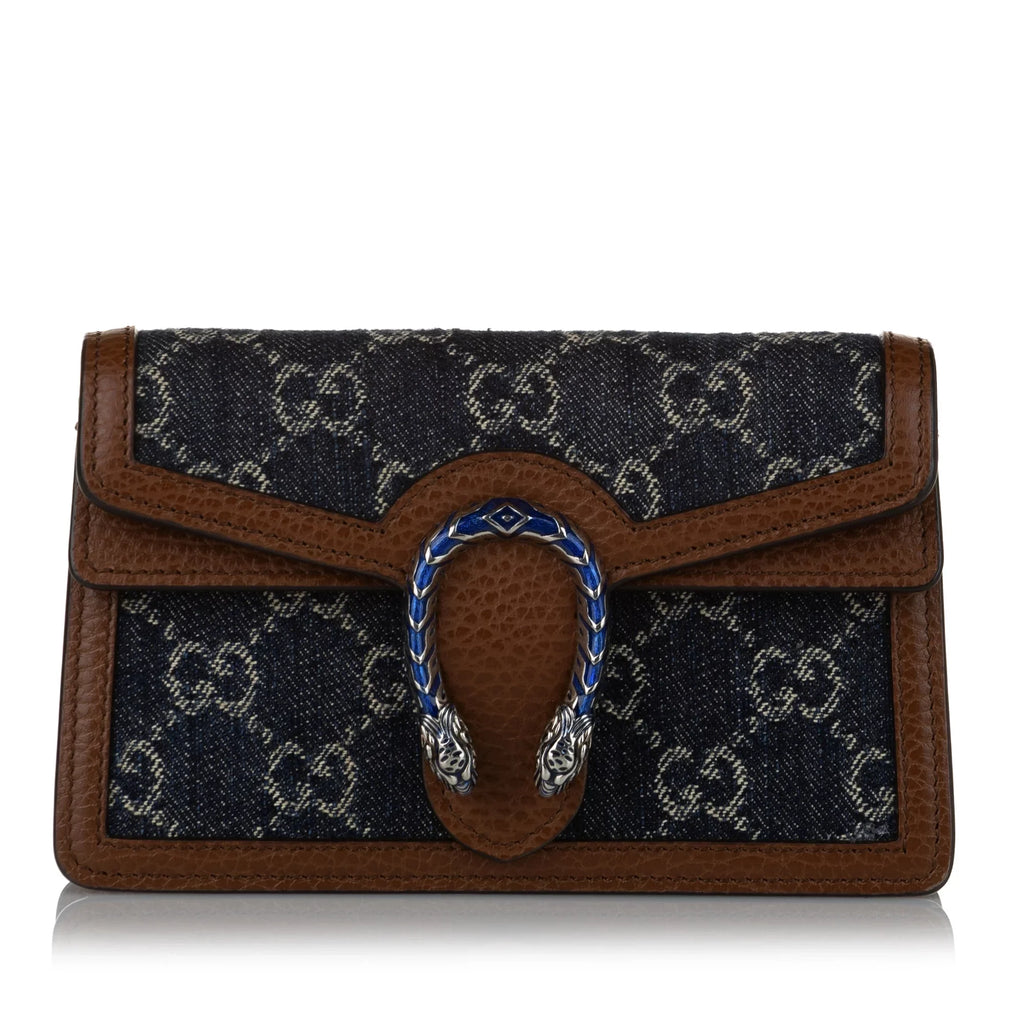 Pre-Owned Bag Mini Women Fabric Crossbody Authenticated GG Dionysus Denim Gucci Blue Super