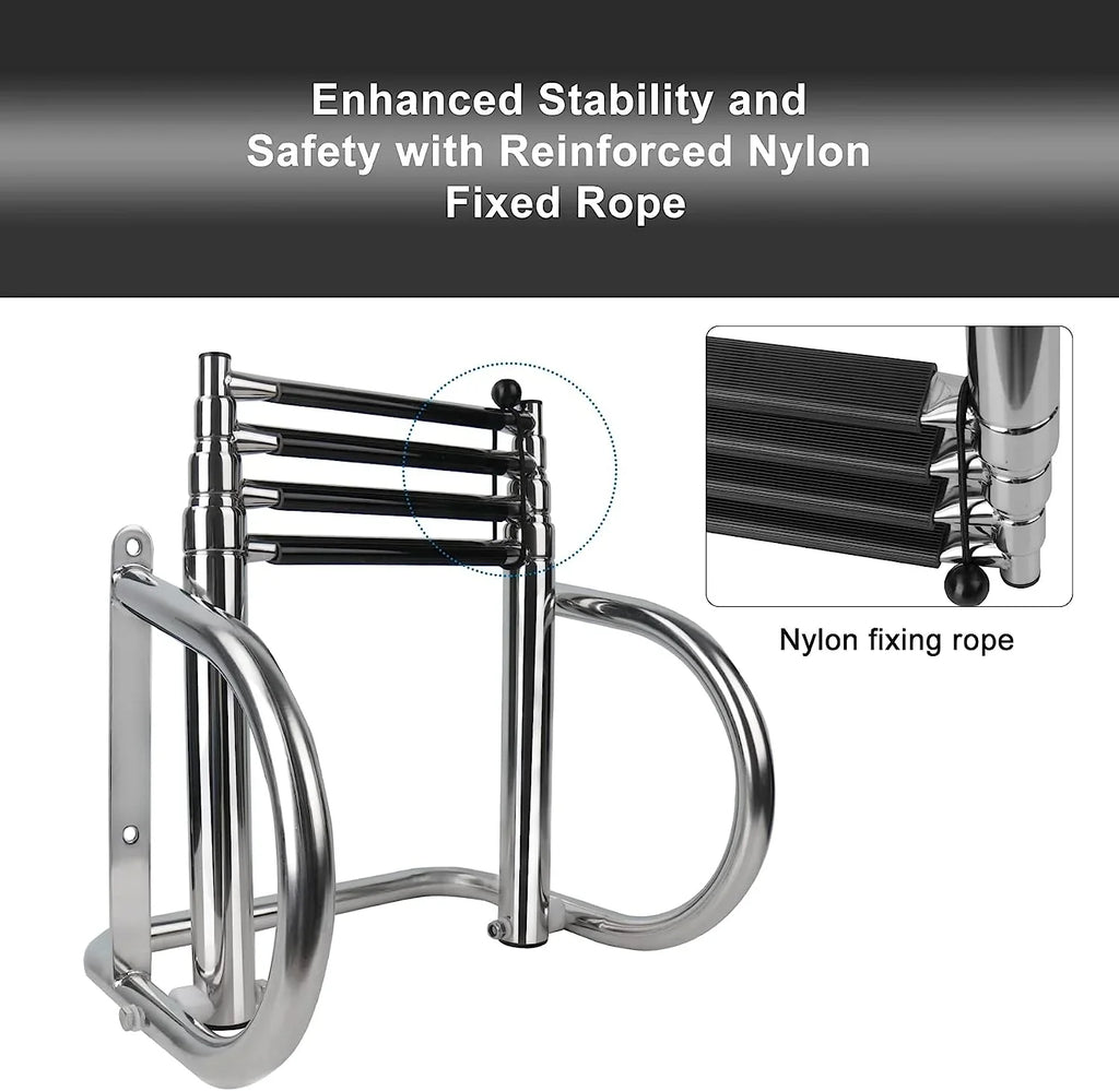Ladder,Dock Ladder 4 Pontoon Duty Wide Swim Hand Steps, Boat Ladder,Heavy Railings Boat with with Boat Ladder Telescoping Step Folding Boarding