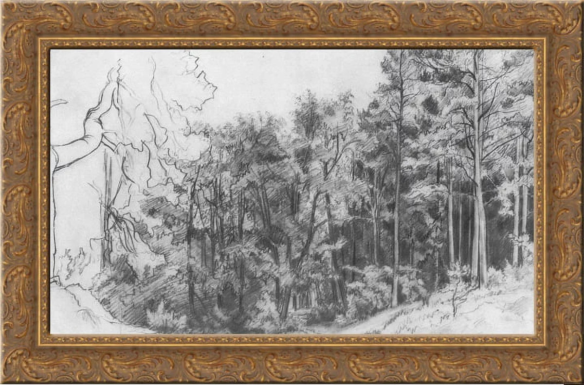 Ornate Gold Forest Shishkin Art Framed Ivan by 24x18 Canvas Deciduous Wood
