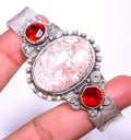 Adst. & Rosetta 925 T946 Bali Girls Birthday Day Jasper Woman Cuff Gift, Plated Valentine's C6176-12, & Gift, Garnet Jewelry Beautiful Silver For