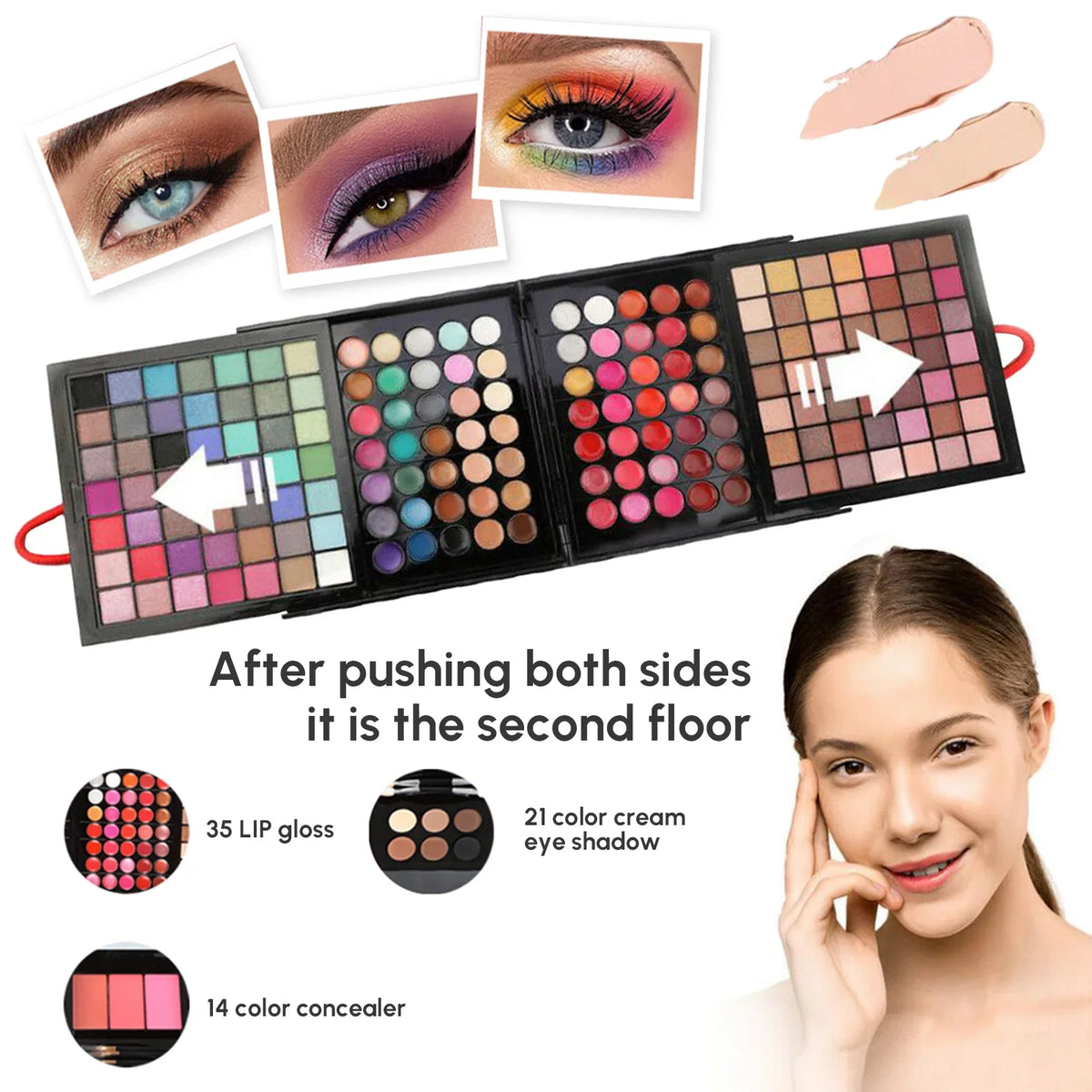 All-in-One Combination Powder Mirror, 177 Cosprof Pencil Eyebrow with Makeup Make Face Palette Set, Set Blusher Eyeliner Cosmetic Gift Powder Facial up Eyeshadow Concealer Colors