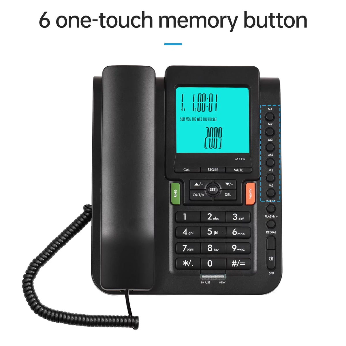 Dial Hands Black Hotel Redial, with Landline Bisofice Business Phone for and Free, Speed