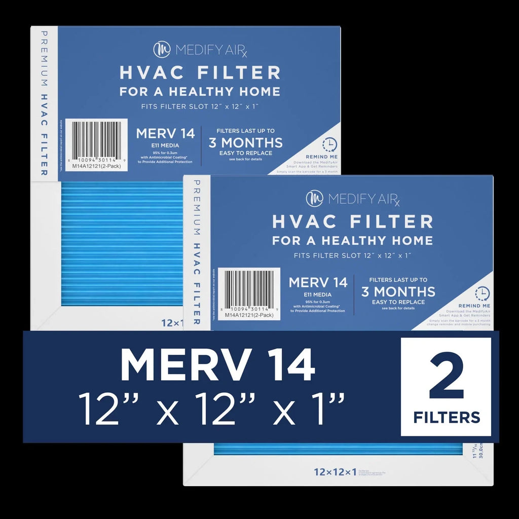 14, Medify Filter 2-Pack) Cleaning (MERV Particles 95% Air 12x12x1 Air Pleated HEPA