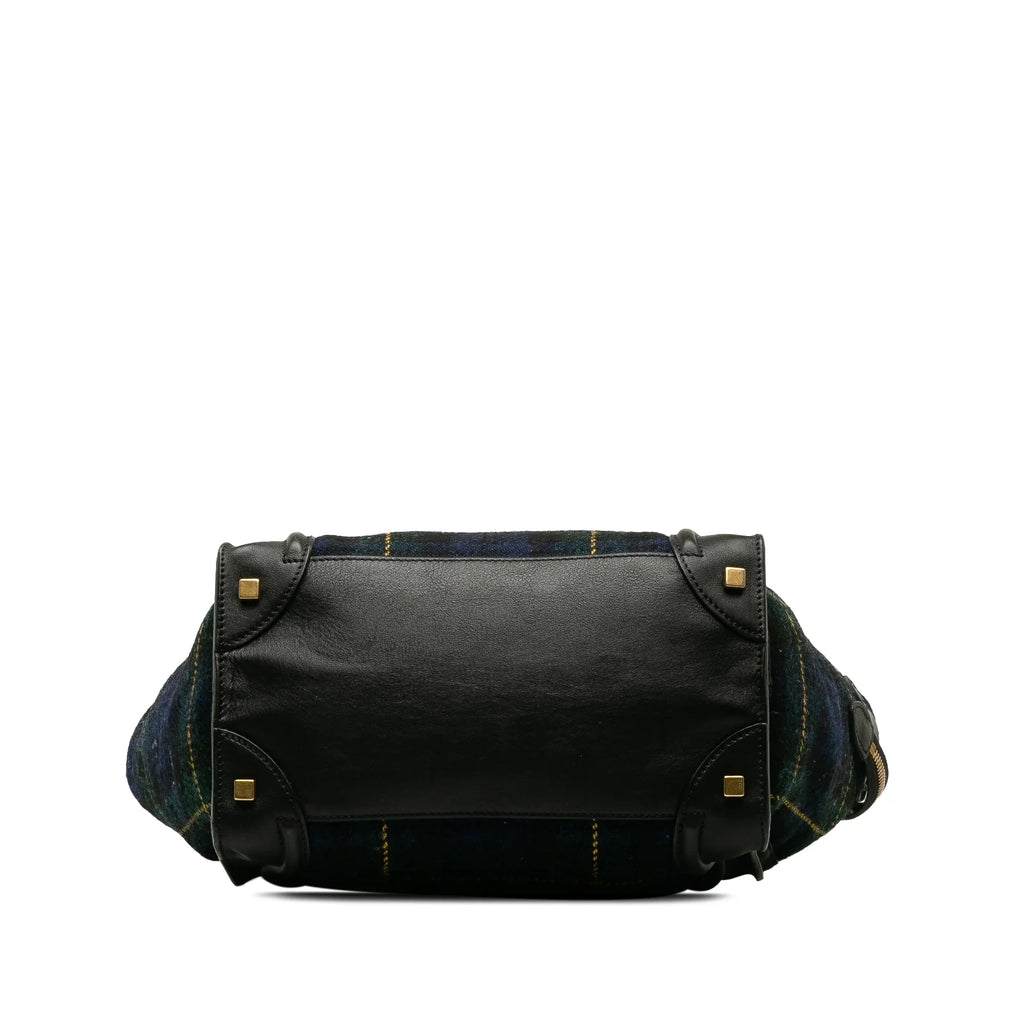 Blue Bag Tote Celine Mini Authenticated (Good) Fabric Luggage Tartan Wool Tote Pre-Owned Unisex