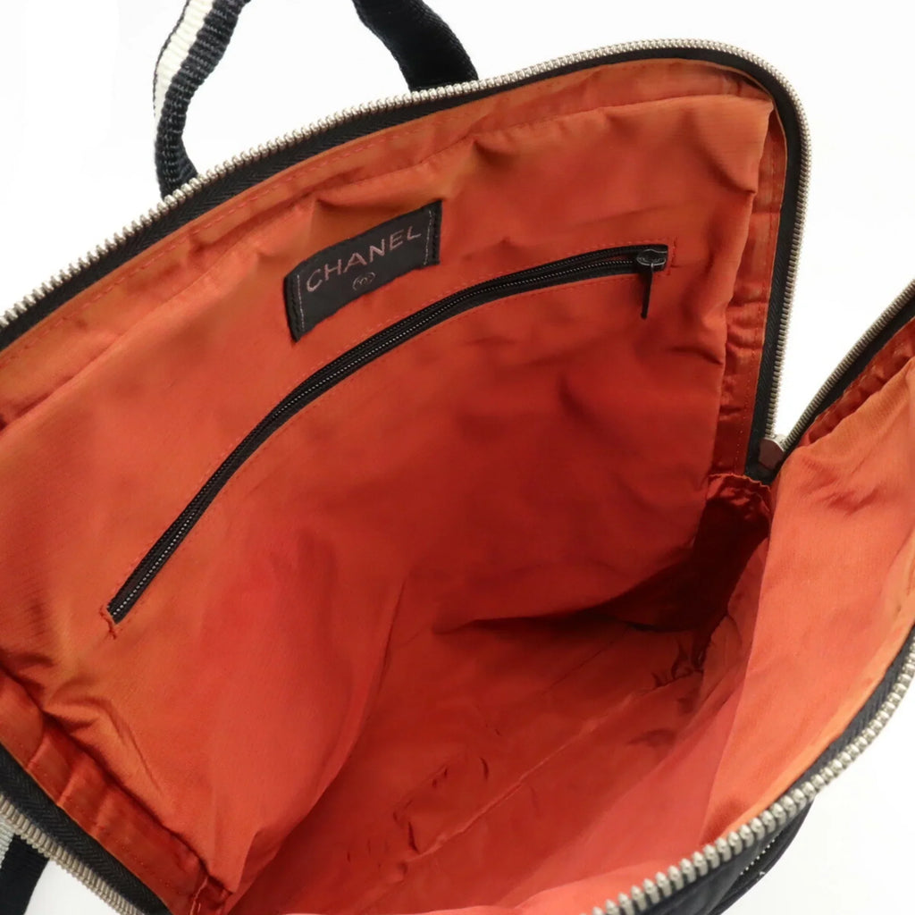 (Good) Rucksack Black Backpack Pre-Owned Chanel Old Travel CHANEL Jacquard Daypack Nylon