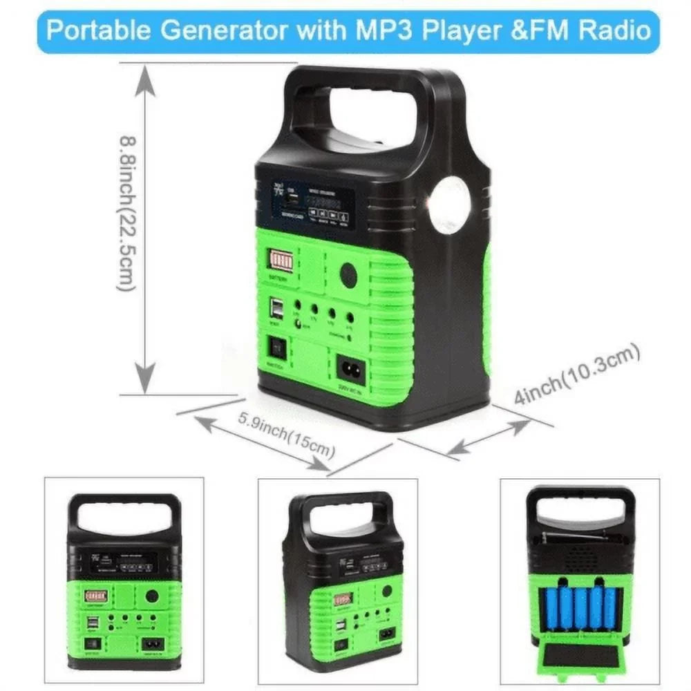 Outdoor System Camp with Power Solar Station and Solar Charger Home USB with Back-up Power Generator Panel, Electric 10W Portable Emergency Battery Lamps Flashlights,