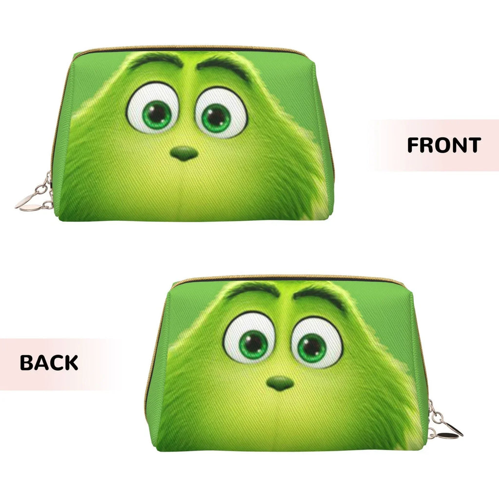 Makeup Portable Travel Cosmetic Leather Gift Pouch Purse Grinch Bag Organizer Storage Bag Toiletry Green