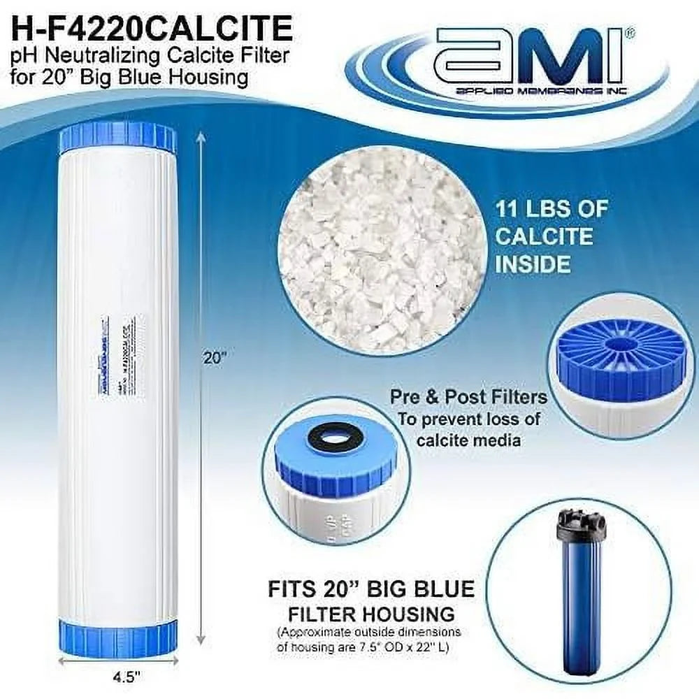 | 20” Ph Cartridge 4.5"X20" Neutralization 20") To Liquid Liquid (4.5" Filter Calcite Alkalinity | Housing Low Filter H-F4220CALCITE Raise INC | Filter Ph Of Filter Fits X