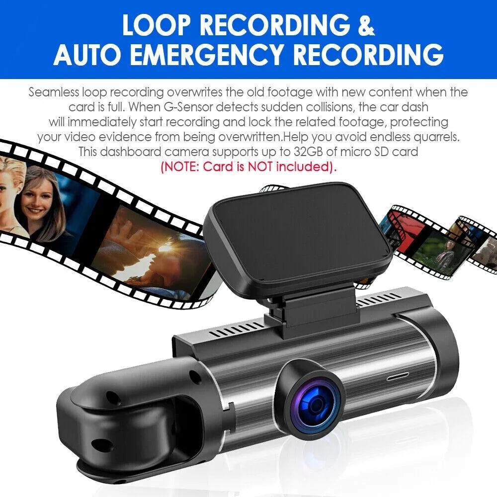 Car Jahyshow Front w/ DVR Dual G-Sensor Lens 1080P Camera Recorder Video Inside Dash Cam