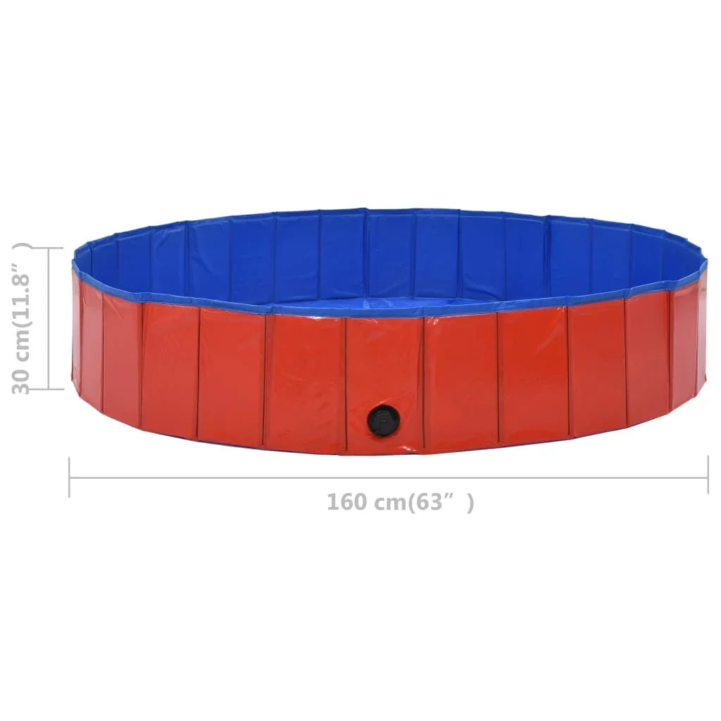 Dog 63"x11.8" Foldable Pool PVC Swimming Red
