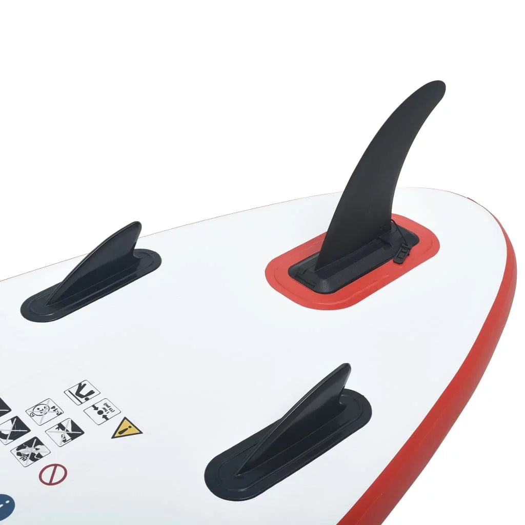 White Suzicca Inflatable and Board Surfboard Paddle Set Red