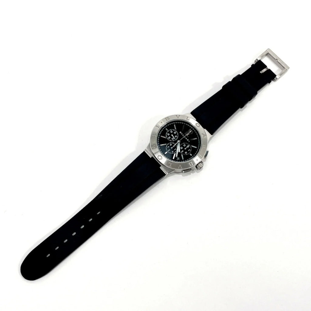 Stainless BVLGARI Bvlgari Steel Silver Watch DG41BSVDCH (Good) Chrono Pre-Owned Rubber Men's