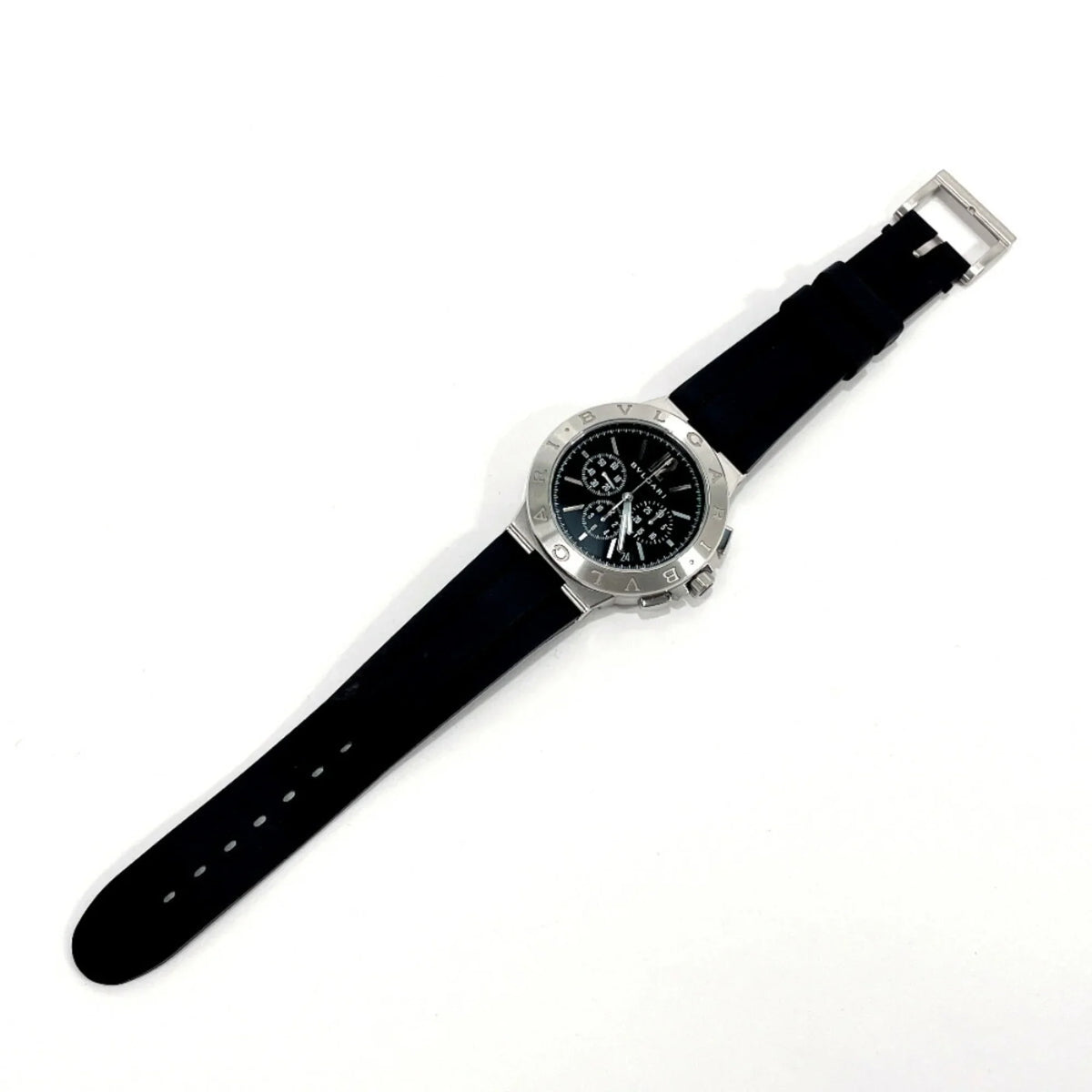 Stainless BVLGARI Bvlgari Steel Silver Watch DG41BSVDCH (Good) Chrono Pre-Owned Rubber Men's