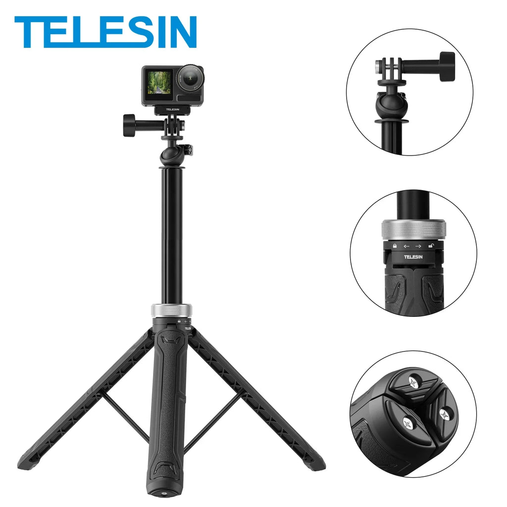 11 Hero 6 Tripod 5 Rotation For Selfie Action 9 10 Osmo Foldable 7 8 1.5M 360° 12 Stick Selfie Stick GoPro Insta360 DJI
