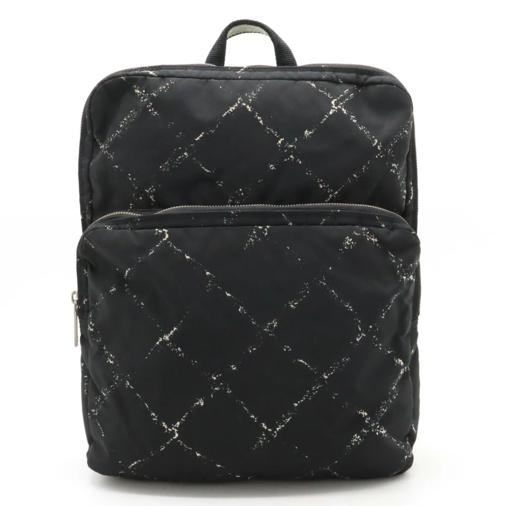 (Good) Rucksack Black Backpack Pre-Owned Chanel Old Travel CHANEL Jacquard Daypack Nylon