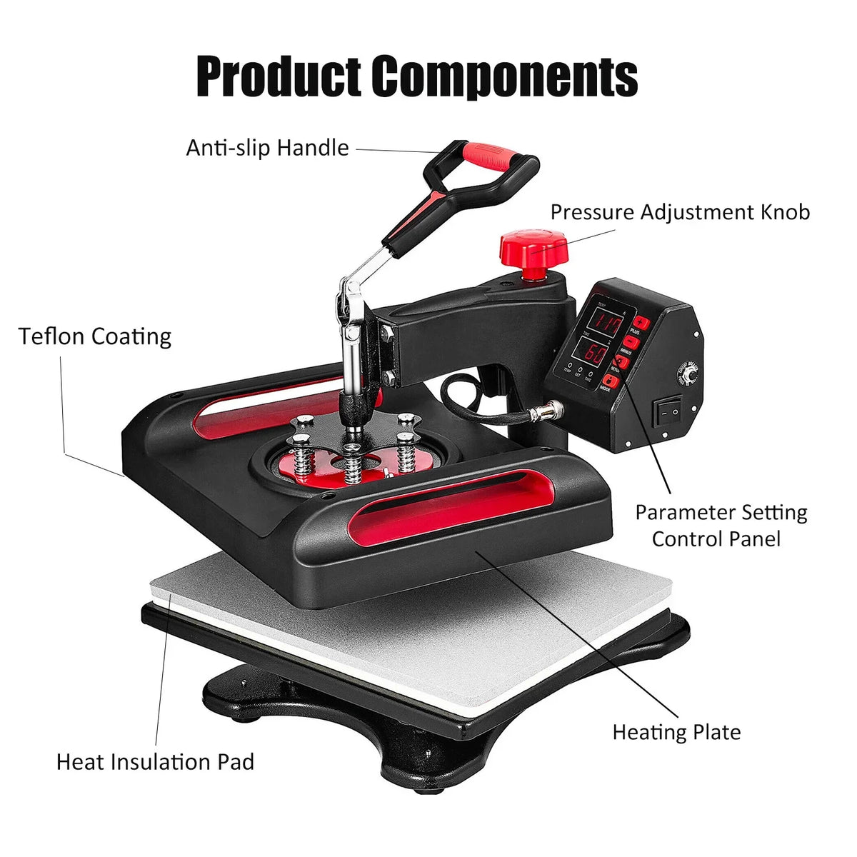 Swing Press Sublimation Heat 1, Control T-Shirts, Printing, 8 Machine x LCD 15 Away Transfer Red Transfer 15 Vinyl Bag, Canvas for Printer, Inches in Precise 360 Digital Printer Pillow, Banner