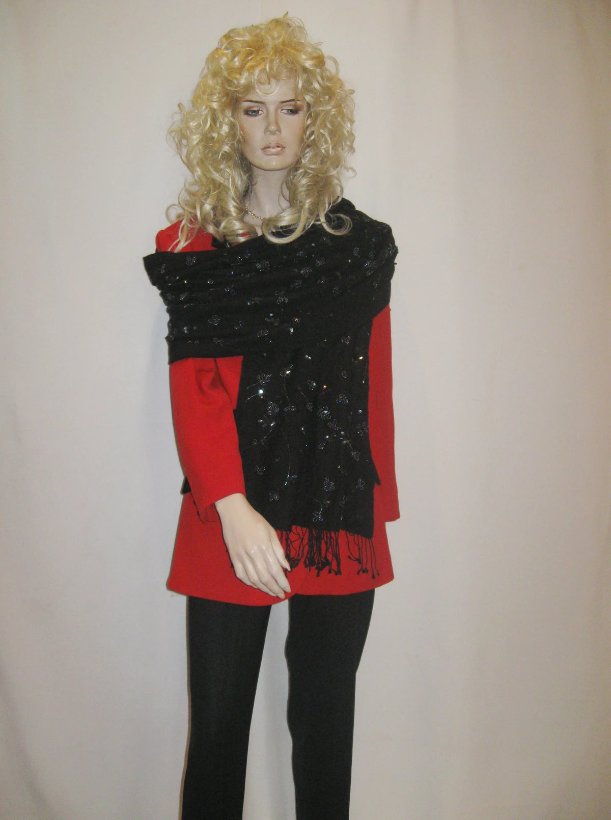 Shawl/Evening Scarf/Fancy Black/ Black Shawl/Fancy Scarf/Sequin Beaded Shawl/Pashmina Shawl/Beaded Scarf/Scarf/Scarves/Shawl/Shawls/Stole/Wrap Shawl/Pashmina (B-16) -