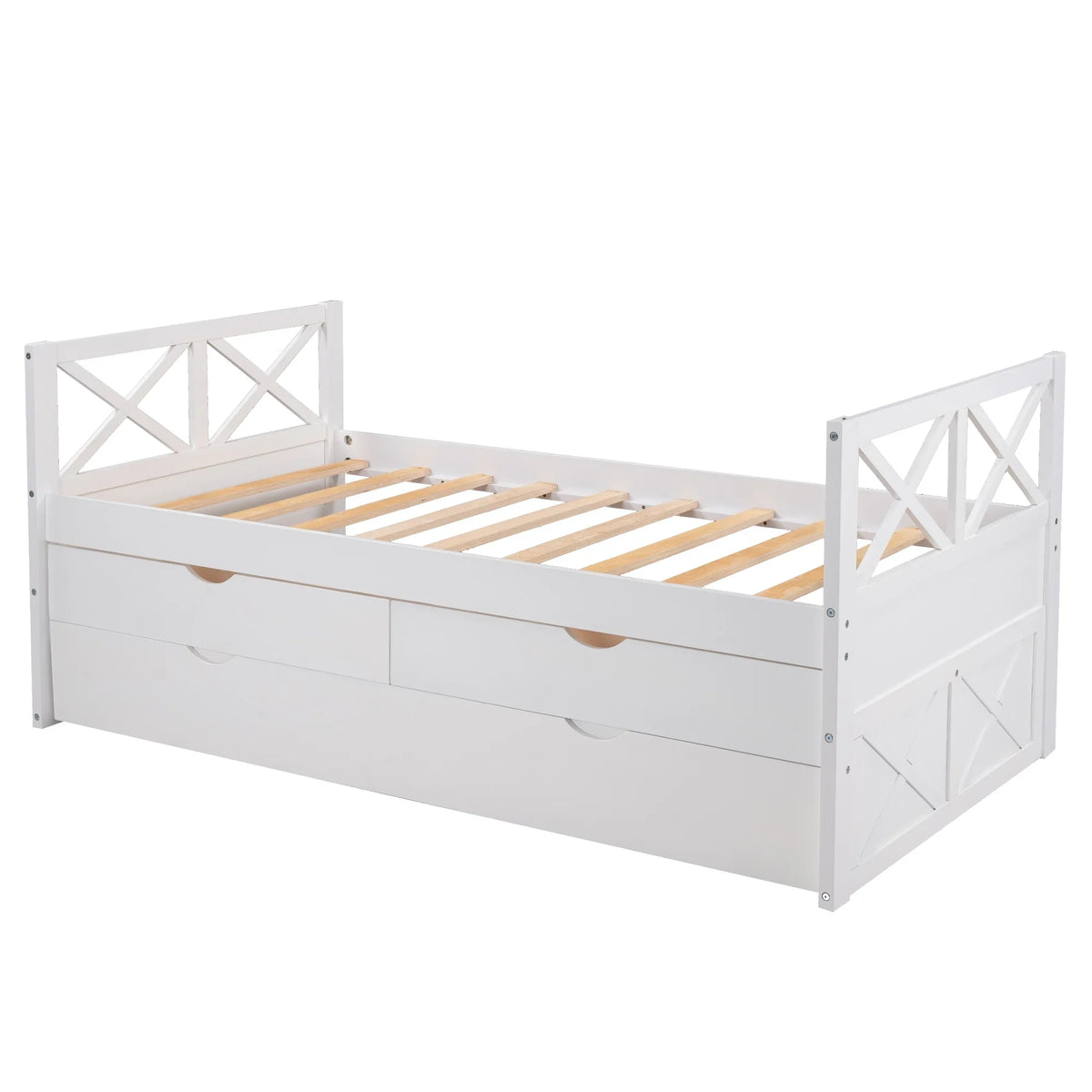 Twin, Bed Colors Wood Captain with Multiple Solid and Drawers, Trundle Merax