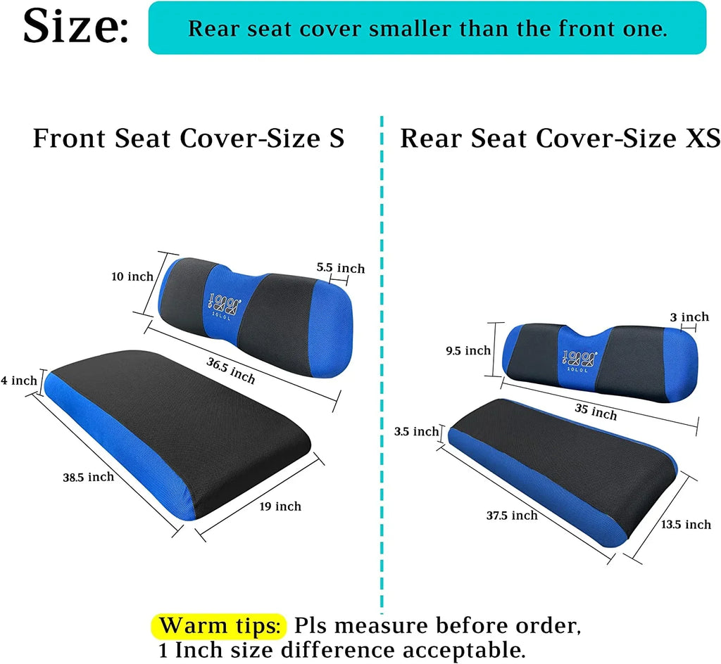 Club 10L0L Blue EZGO & Golf RXV 2000-up Front Cart for Black Rear DS Car Cover Seat Set TXT