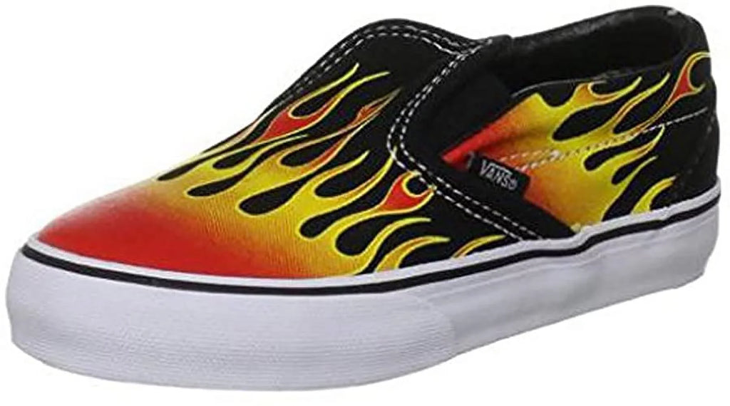 Black 5.5 Toddler Classic Sneakers Hot On Flames Slip Vans Shoes