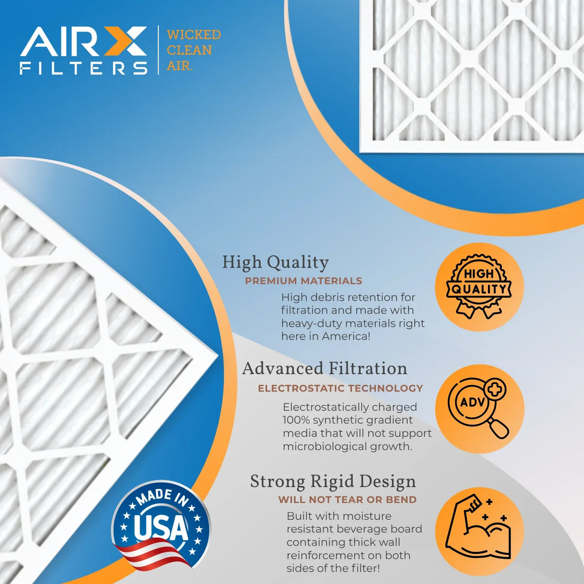 Made WICKED Pleated Pack - Filter AIR. AC & 1500 Air Filter Comparable Electrostatic 6 Filters USA CLEAN 24x36x1 FILTERS 9 MPR 2200 HVAC Conditioner to 24x36x1 MERV FPR by Premium 13 Air AIRX Furnace