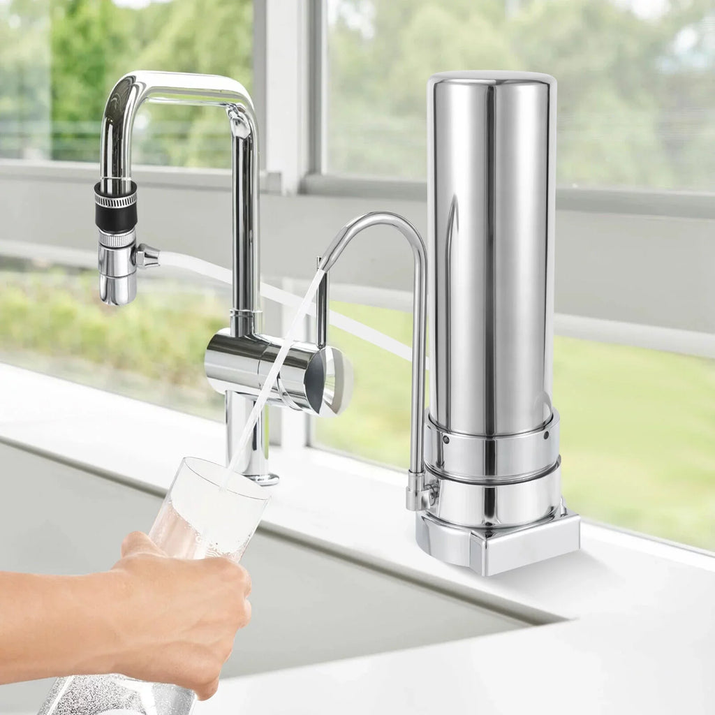 Filtration Filter Sink Countertop Stainless Tap Silver Drinking System Liquid Filter