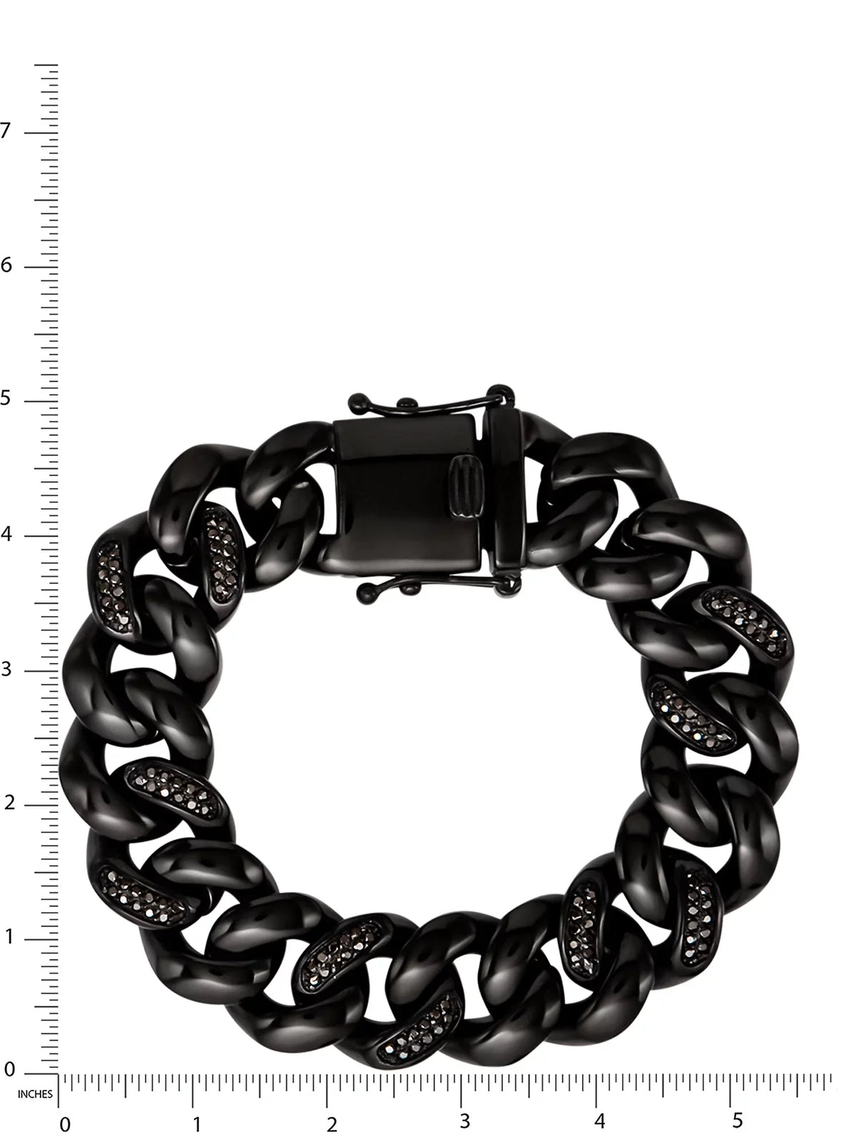 Bracelet Steel Simulated Men's Shaquille Black Stainless IP Curb O'Neal Plated Diamond