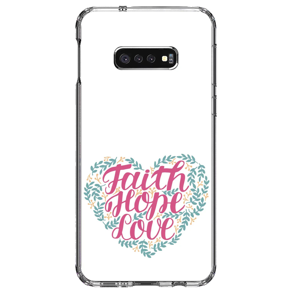 '- Faith Hope Galaxy Case Screen Love Protector Hybrid Samsung Floral Back, Glass S10e Tempered DistinctInk TPU Clear / Shockproof Bumper, Screen) Acrylic (5.8" for / - -