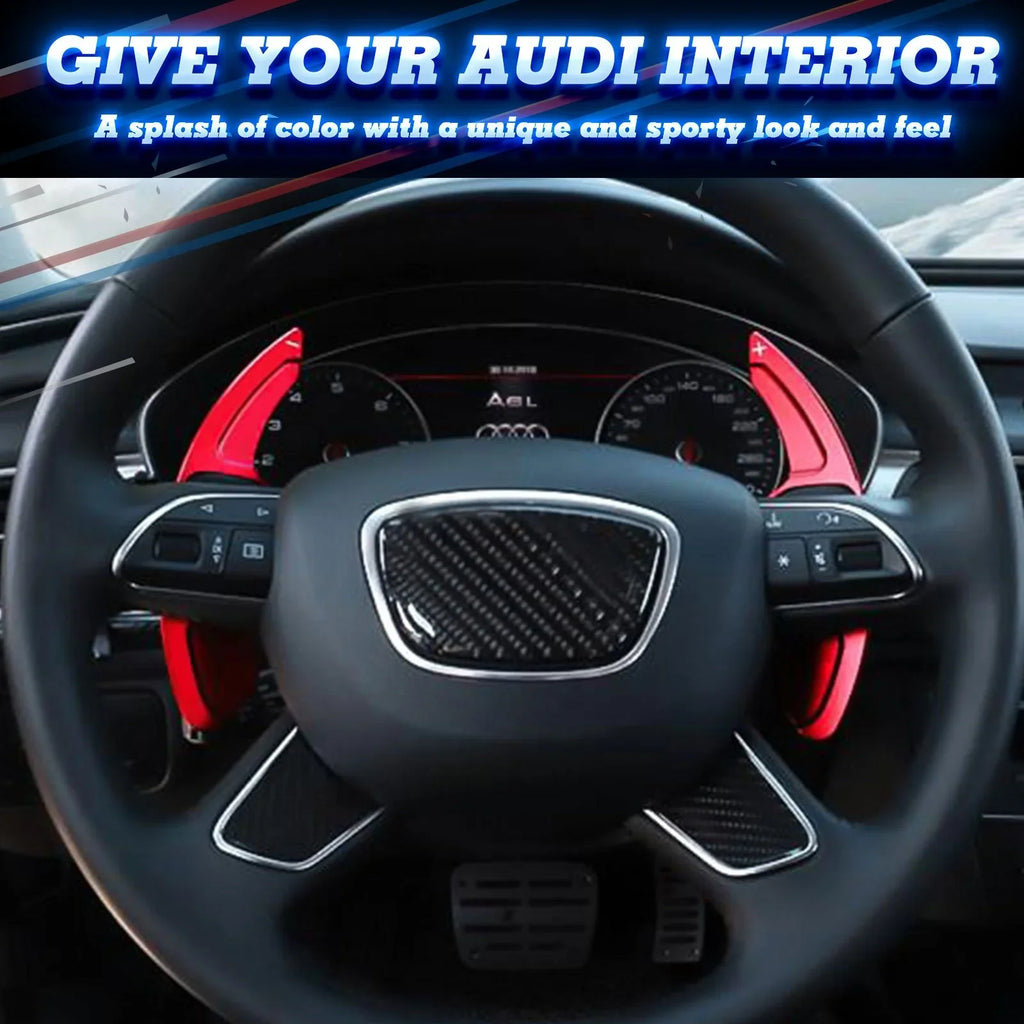 Q3 Compatible Shifter Aluminum Q7 (Red) Cover With Paddle A7 Trim, Wheel CNC Tech S7 Alloy, S5 Steering A3 S8 S4 A5 SQ5 A4 RS3 Xotic Q5 S3 A6 RS6 A8 S6 Audi
