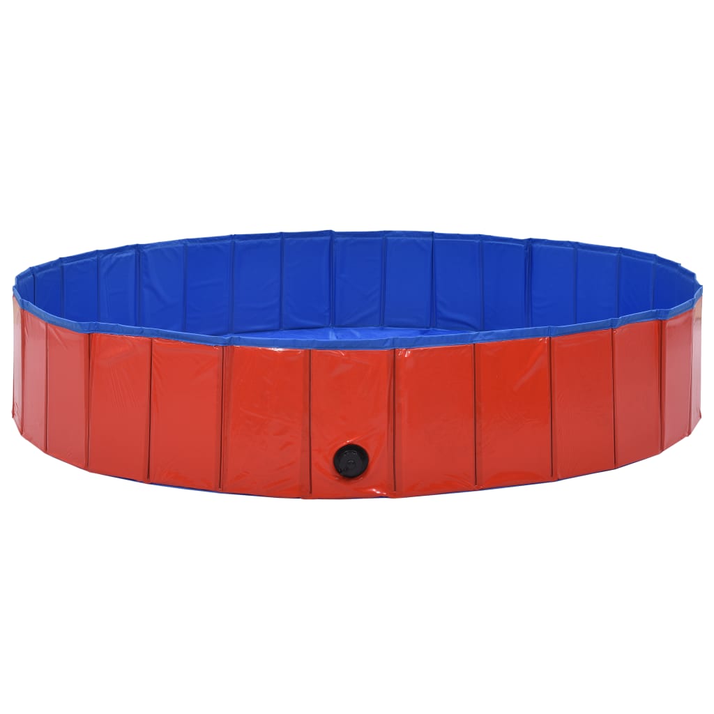 Dog 63"x11.8" Foldable Pool PVC Swimming Red