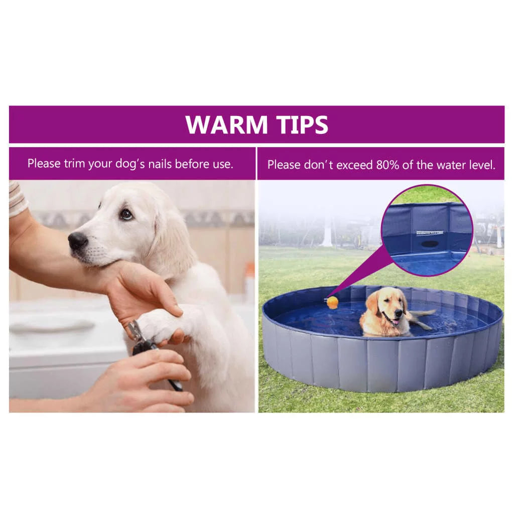 Dog 63"x11.8" Foldable Pool PVC Swimming Red