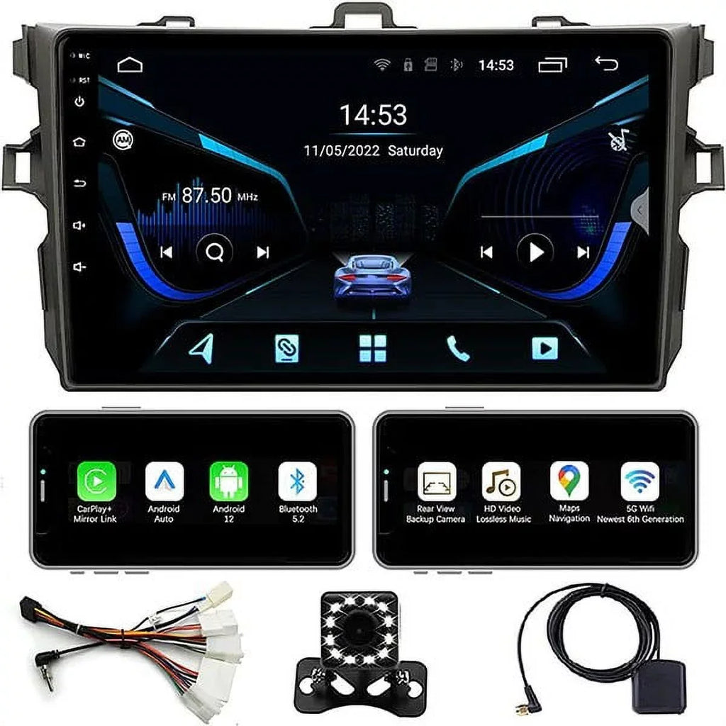 Compatible GPS Camera Navigation, Android Double FM&AM, Support Stereo Corolla 12 Bluetooth, Car Radio Inch Auto,9 Screen Binize Car with CarPlay&Android for 08-12 Toyota Backup Touch Din
