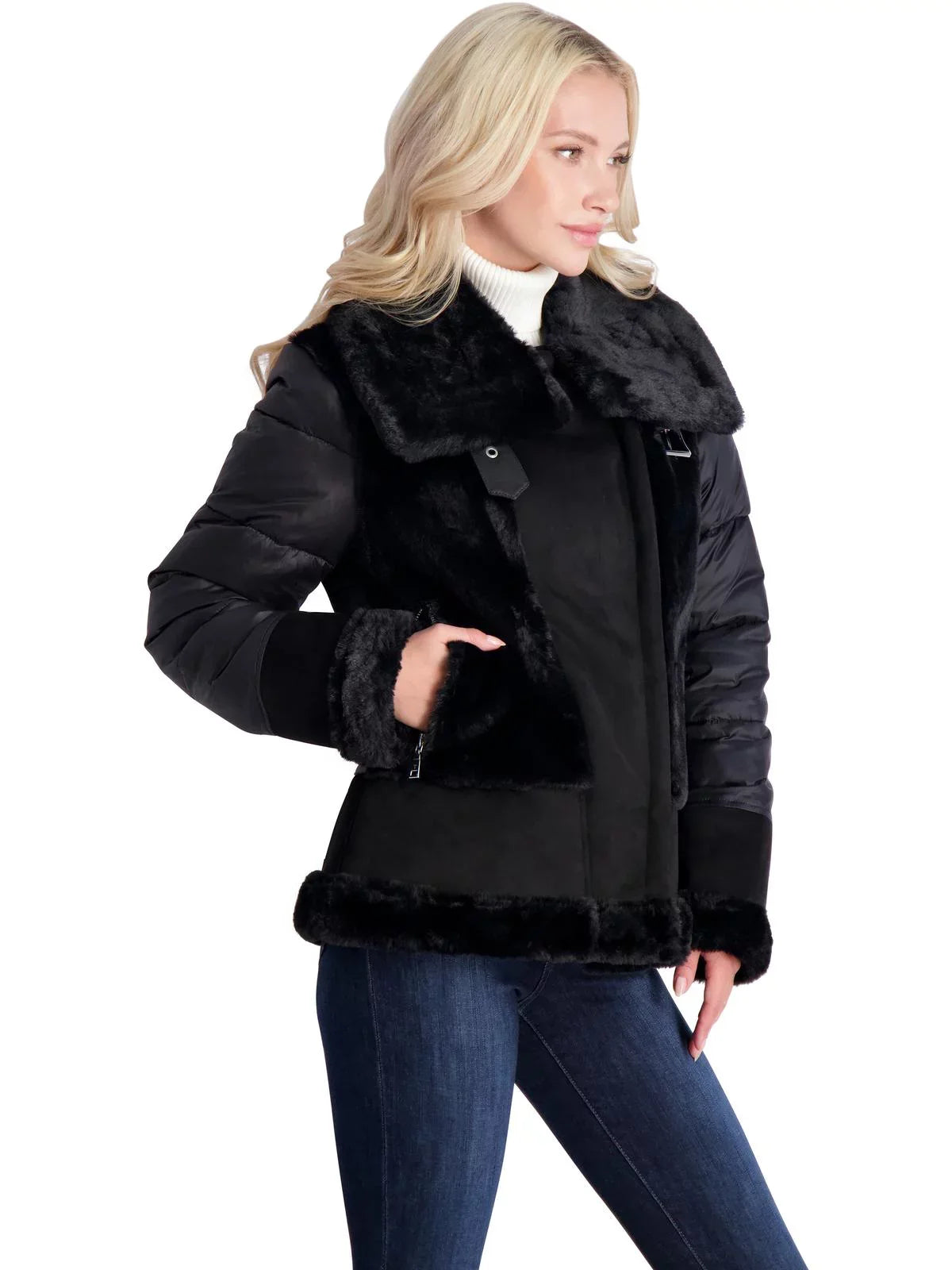 Coat Women's Mixed Puffer Saylor Media Tahari