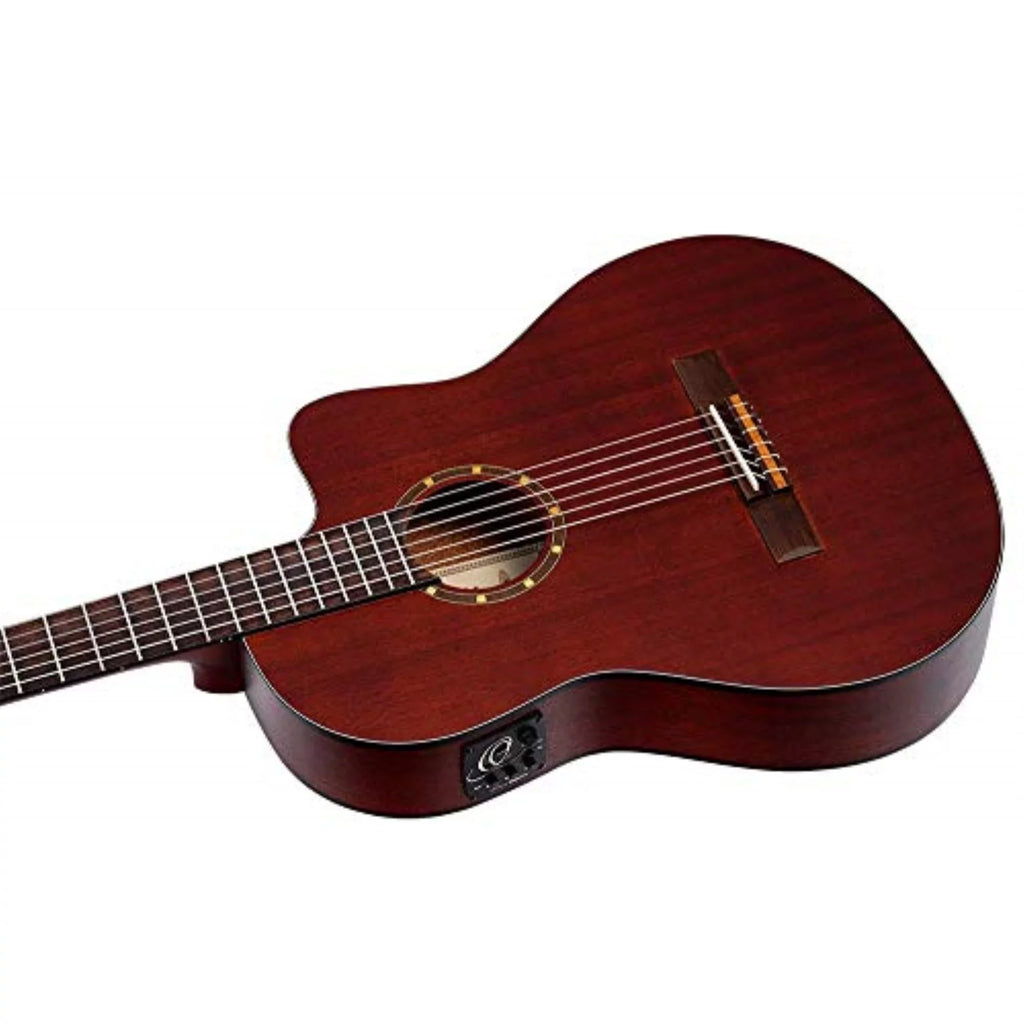 Ortega Thinline RCE125MMSN Acoustic-Electric Series Nylon Family Guitar Mahogany