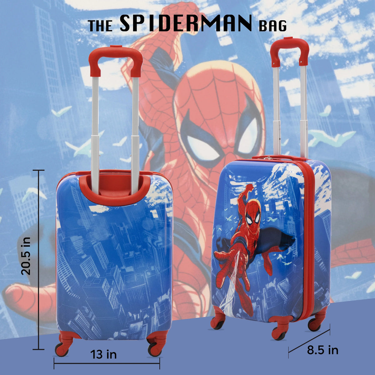 Carry Wheels, Spider-Man Suitcase Rolling Blue with 21 Marvel Inch Hardshell Kids On Luggage,