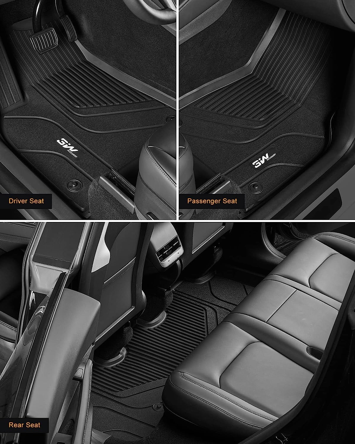 Tesla 5-Seater Cargo Full Storage for TPE Tesla 2020-2023 Tesla Mats and Y For Car and Mats & All-Weather Mat 3W Black Set Model r Floor for Mats Trunk Fit Model Custom Y Floor Mats