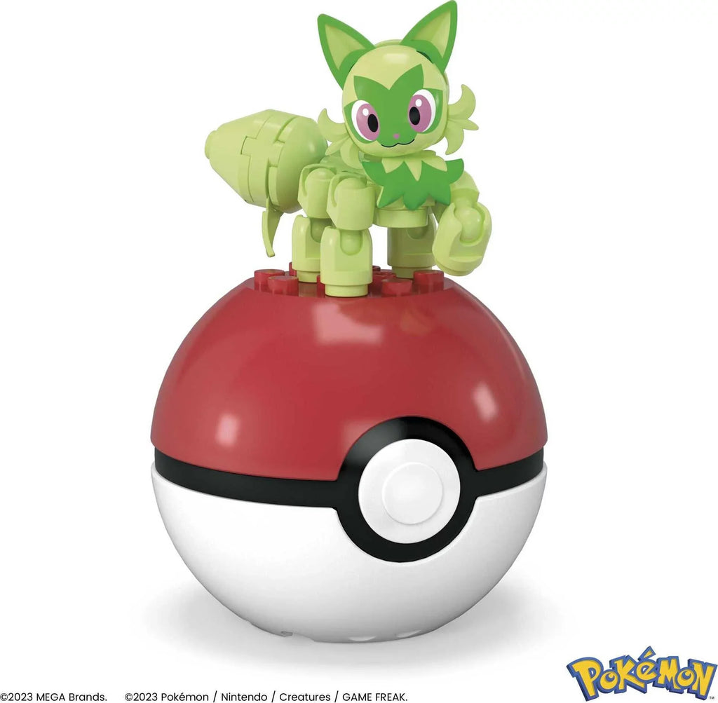 Toy Poke with for Pokemon Action Sprigatito Kids Kit, Ball Poseable (27 Pieces) MEGA Figure Building