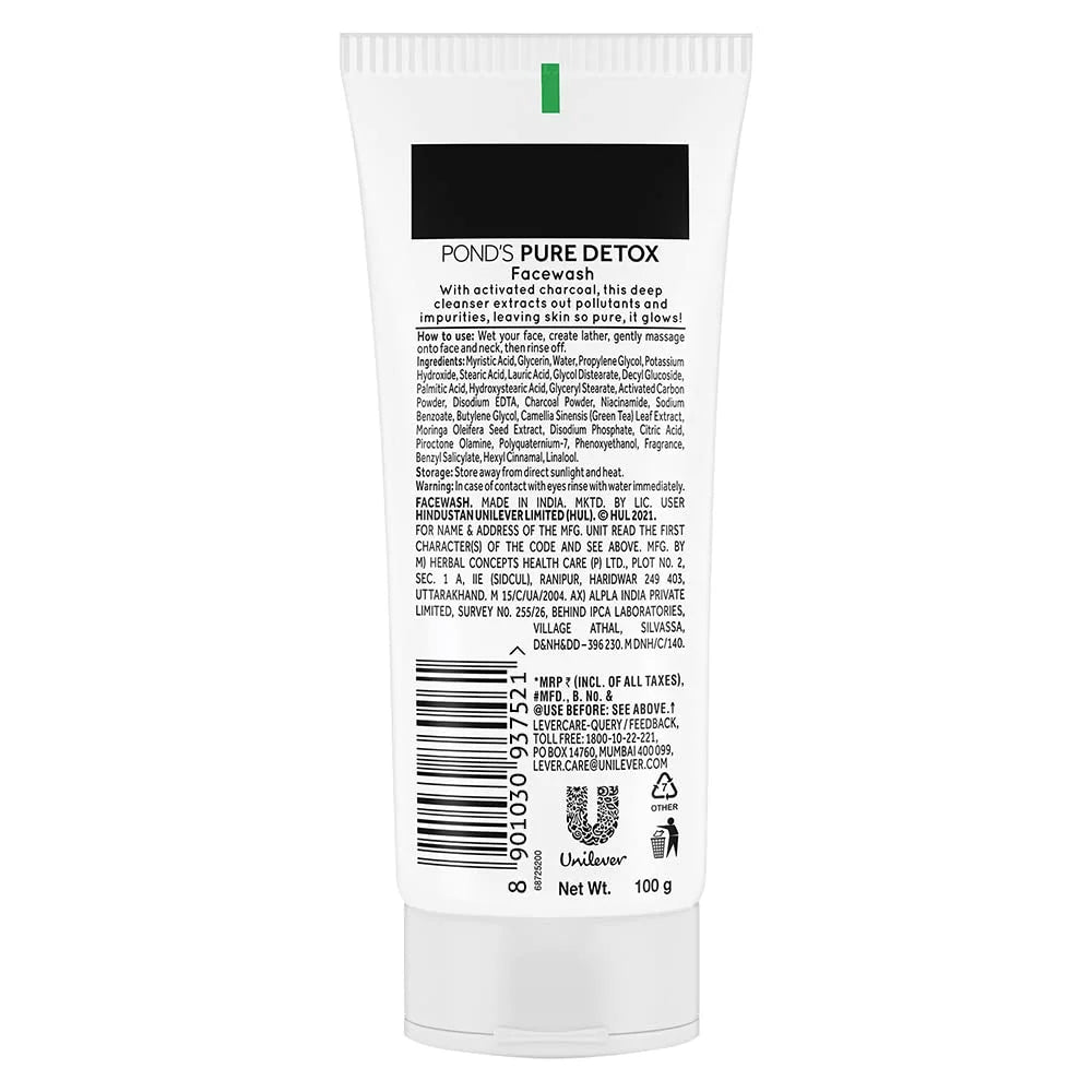 Fresh, Daily Cleans Oily Skin 100 - Glowing Brightening POND'S Activated Pure g, With Skin for Deep & Charcoal Detox Exfoliating Wash Cleanser, Face