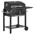 Portable Side Homiyad Camping Shelf, Cooker and for Picnic Storage Wheels Outdoor Backyard Or with Charcoal Table, BBQ Grill, Black Handle, Bottom